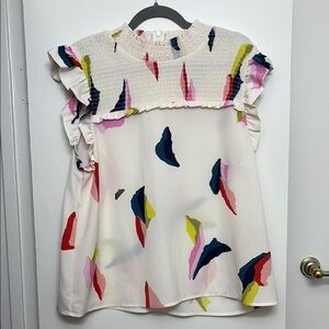 THML Red and Pink Abstract Print Blouse